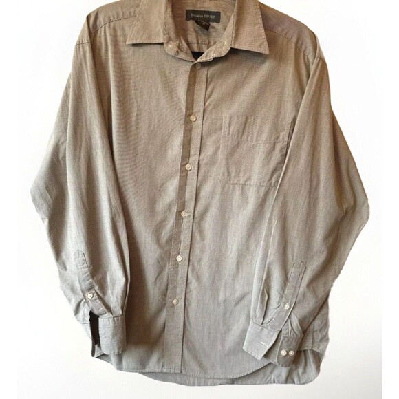 Banana Republic Shirt Mens Medium Gray Button Front Regular Fit 100% Cotton‎ - Picture 1 of 8